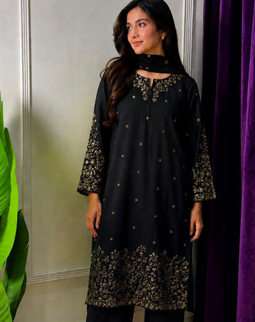 Black embroidered